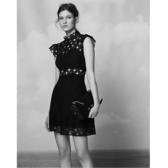 Sandro Dresses & Skirts - Sandro Jannie Lace A-Line Mini Dress Black Cap Flutter Sleeve Mini Size 38
